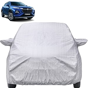 autofact waterproof car body cover compatible with maruti fronx with mirror pockets shinning silver