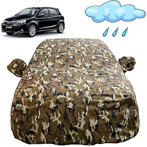 autofact waterproof car body cover compatible with toyota etios liva 2011 to 2022 with mirror pockets camouflage design