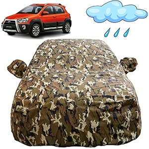 autofact waterproof car body cover compatible with toyota etios cross with mirror pockets camouflage design