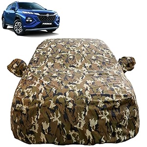 autofact waterproof car body cover compatible with maruti fronx with mirror pockets camouflage design