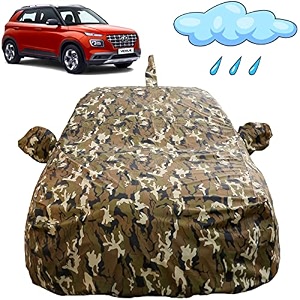 autofact waterproof car body cover compatible with hyundai venue 2019 to 2022 with mirror and antenna pockets camouflage design