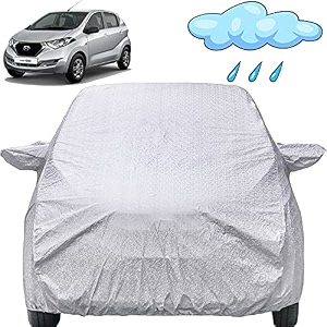 autofact waterproof car body cover compatible with nissan redi go 2016 to 2020 with mirror pockets shinning silver