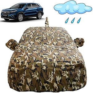 autofact waterproof car body cover compatible with maruti s-cross 2022 with mirror and antenna pockets camouflage design