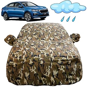 autofact waterproof car body cover compatible with skoda slavia with mirror pockets camouflage design