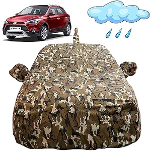 autofact waterproof car body cover compatible with hyundai i20 active 2015 to 2019 with mirror and antenna pockets camouflage design