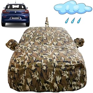 autofact waterproof car body cover compatible with maruti baleno new 2022 with mirror and antenna pockets camouflage design