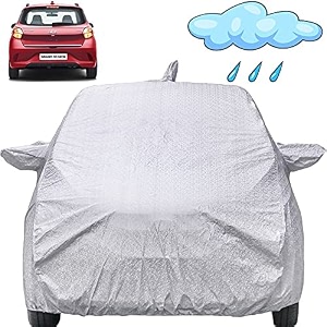 autofact waterproof car body cover compatible with hyundai grand i10 nios 2019 to 2021 with mirror and antenna pockets shinning silver