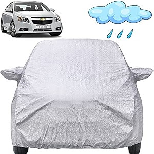 autofact waterproof car body cover compatible with chevrolet cruze 2009 to 2016 with mirror pockets shinning silver