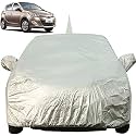 Autofact Waterproof Car Body Cover for Hyundai I20 Old Model (2008 to 2014) with Mirror and Antenna Pocket (Light Weight, Triple Stitched, Heavy Buckle, Bottom Fully Elastic, Silver Matty)