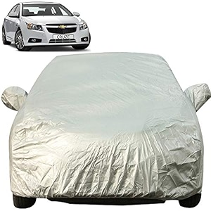 autofact waterproof car body cover with mirror pockets compatible for chevrolet cruze triple stitched bottom fully elastic light grey 2 x 2 matty