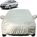 Autofact Waterproof Car Body Cover with Mirror Pockets Compatible for Toyota Yaris (Triple Stitched, Bottom Fully Elastic, Light Grey 2 X 2 Matty)