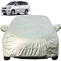 Autofact Waterproof Car Body Cover with Mirror Pockets Compatible for Toyota Innova (2000 to 2016) (Triple Stitched, Bottom Fully Elastic, Light Grey 2 X 2 Matty)