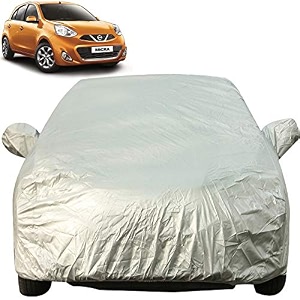 autofact waterproof premium silver matty triple stitched car body cover with mirror pocket for nissan micra