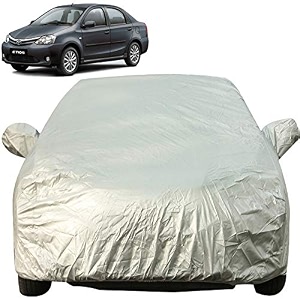 autofact waterproof premium silver matty triple stitched car body cover with mirror pocket for toyota etios