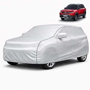 autofy car cover waterproof silvertech for maruti vitara brezza year 2015 onwards - vitara brezza car cover dust amp uv protection vitara brezza car body cover with mirror pocket soft cotton lining