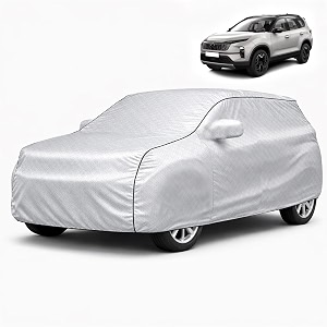 autofy car cover waterproof silvertech for tata safari year 2021 onwards - safari car cover dust amp uv protection safari car body cover with mirror pocket soft cotton lining
