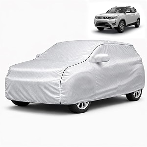 autofy car cover waterproof silvertech for mahindra xuv300 year 2019 onwards - xuv300 car cover dust amp uv protection xuv300 car body cover with mirror pocket soft cotton lining