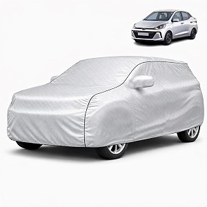 autofy car cover waterproof silvertech for hyundai aura year 2020 onwards - aura car cover dust amp uv protection aura car body cover with mirror pocket soft cotton lining