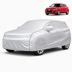autofy car cover waterproof silvertech for maruti suzuki swift year 2018 onwards - swift car cover dust amp uv protection swift car body cover with mirror pocket soft cotton lining