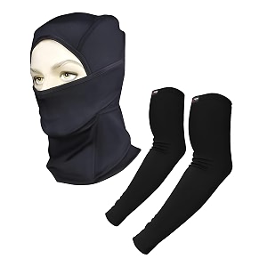 autofy pro-fit arm sleeves 240 gsm amp cool-max balaclava 240 gsm combo  sweat absorb compression arm sleeves for men women balaclava ideal for any outdoor use 1 x pair sleeves 1 x balaclava