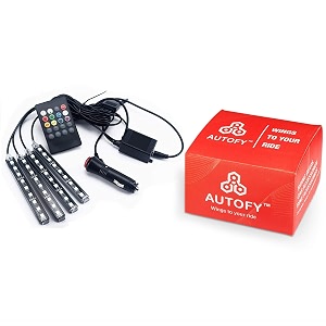 autofy universal atmosphere light led wireless remote music controller car interior strip light lamp kit for all cars black