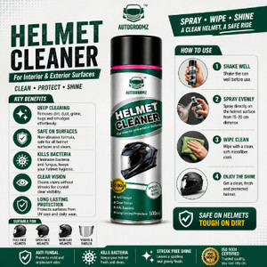 autogroomz foaming helmet cleaner foam cleaning for helmet anti-bacterial spray deep clean helmet vehicle interior cleaner