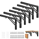 Folding Shelf Brackets Wall Folding Table Leg Deck Bench Bracket Fold Down Table Wall Mounted Metal Collapsible Triangle Shelf Bracket (8 INCH-2 Packs)