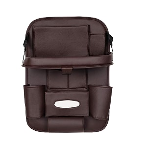 3d car auto seat back multi pocket storage bag organizer with car meal tray - coffee