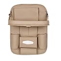 3D Car Auto Seat Back Multi Pocket Storage Bag Organizer with Car Meal Tray - Beige