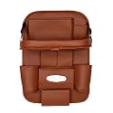 3D Car Auto Seat Back Multi Pocket Storage Bag Organizer with Car Meal Tray - Tan