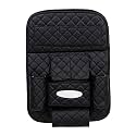 AUTOiSTiX Quilted Designer Premium Car Auto Seat Back Multi Pocket Storage Bag Organizer with Car Meal Tray - Black