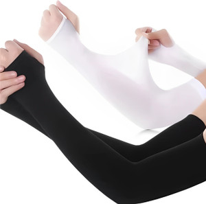 autokraftz nylon  cotton arm sleeves for men  womenuv protection arm sleeve for riding cycling gloves blckwhite