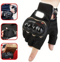 AutoKraftZ Pro-Biker Half Finger Motorcycle Sports Gloves|Safe&Stylish Non-Slip Riding gear Cycling Gloves (Half Pro-Biker Black)