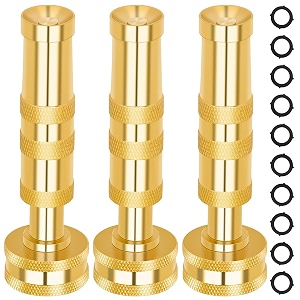 automan garden hose nozzle 100 metal construction 7 patterns high pressure spray heavy duty water nozzle for watering plants washing cars amp pets brass twist nozzle-3 pack