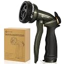 AUTOMAN Garden Hose Nozzle, 100% Metal Construction, 7 Patterns High Pressure Spray, Heavy Duty Water Nozzle for Watering Plants, Washing Cars &amp; Pets (Metalic Olive Hose Nozzle)
