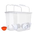 Automatic Chicken Feeder Waterer Set,No Waste Port Cup,Frosted Feed Bucket