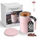 Automatic Self Stirring Coffee Mug with a Built-in LCD Thermometer, 2026 Rechargeable Automatic Magnetic Mixing Cup with Lid, Stainless Steel Material Perfect for Brewing Coffee, Milk, Etc (Pink)