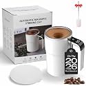 Automatic Self Stirring Coffee Mug with a Built-in LCD Thermometer, 2026 Rechargeable Automatic Magnetic Mixing Cup with Lid, Stainless Steel Material Perfect for Brewing Coffee, Milk, Etc (White)