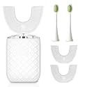 Automatic Sonic Electric Toothbrush - Adult U-Shaped Design, IPX7 Waterproof 360° Full Cleaning, Rechargeable Travel Set (Milky White)