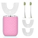 Automatic Sonic Electric Toothbrush - Adult U-Shaped Design, IPX7 Waterproof 360° Full Cleaning, Rechargeable Travel Set (Pink)