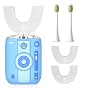 Automatic Sonic Electric Toothbrush - Adult U-Shaped Design, IPX7 Waterproof 360° Full Cleaning, Rechargeable Travel Set (Blue-Camera)