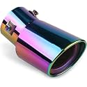 Automaze Car Exhaust Tail Muffler Tip Show Pipe 60mm, Curved Oval, Stainless Steel (Multicolor)