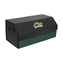 Automaze Car Trunk Organizer, PU Leather Trunk Cargo Organizer, Collapsible Portable Car Storage Organizer SUV, Grocery, Camping (Black With Suede Green, Large),Car Boot Bags
