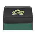 Automaze Car Trunk Organizer, PU Leather Trunk Cargo Organizer, Collapsible Portable Car Storage Organizer SUV, Grocery, Camping (Black With Suede Green, Small)