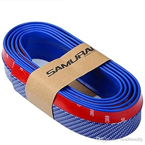 automaze samurai car bumper lip side skirt rubber edge decorative protector 25 meter with 3m tape amp screws blue carbon