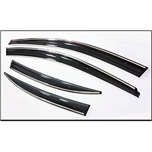 automaze side wind-ow deflector rain door visor for hyundai venue all models  chromesilver line warranty set of 4 pc unbreakable material