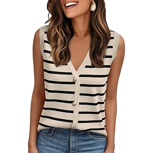 AUTOMET Vest for Women Striped Sweater Vests