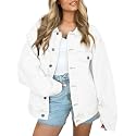 AUTOMET Women's Button Down Oversized Jeans Jacket with Pockets