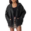 AUTOMET Women's Oversized Faux Leather Jacket for Fall and Winter