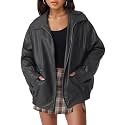 AUTOMET Women's Oversized Faux Leather Jacket for Fall and Winter